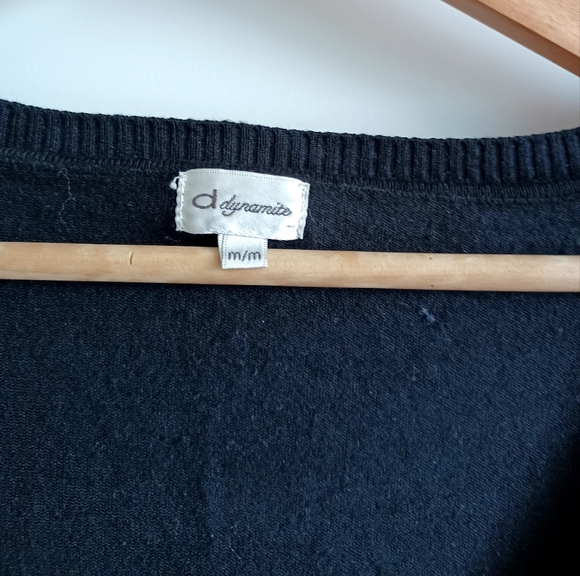 Black button down vneck cardigan - Picture 3 of 8